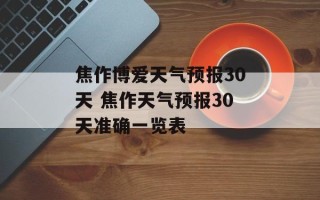 焦作博爱天气预报30天 焦作天气预报30天准确一览表