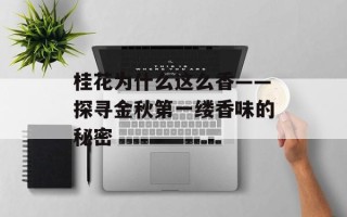 桂花为什么这么香——探寻金秋第一缕香味的秘密