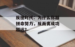 反挫时代：为什么你越拼命努力，反而离成功越远？