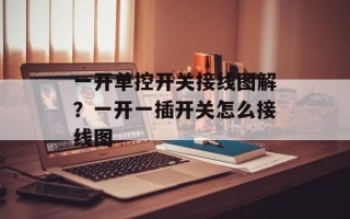 一开单控开关接线图解？一开一插开关怎么接线图
