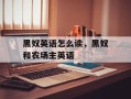黑奴英语怎么读，黑奴和农场主英语