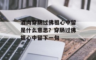 酒肉穿肠过佛祖心中留是什么意思？穿肠过佛祖心中留下一句