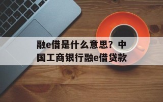融e借是什么意思？中国工商银行融e借贷款