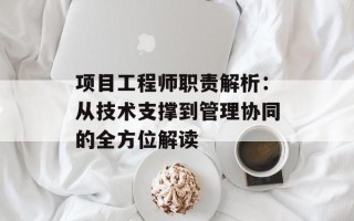 项目工程师职责解析：从技术支撑到管理协同的全方位解读