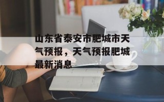 山东省泰安市肥城市天气预报，天气预报肥城最新消息