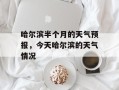 哈尔滨半个月的天气预报，今天哈尔滨的天气情况