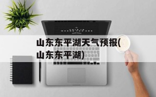 山东东平湖天气预报(山东东平湖)