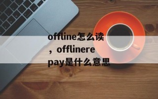 offline怎么读，offlinerepay是什么意思