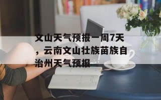 文山天气预报一周7天，云南文山壮族苗族自治州天气预报