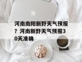 河南南阳新野天气预报？河南新野天气预报30天准确