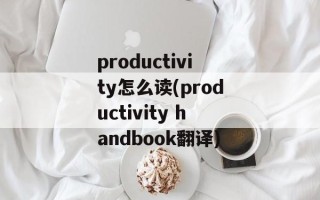 productivity怎么读(productivity handbook翻译)