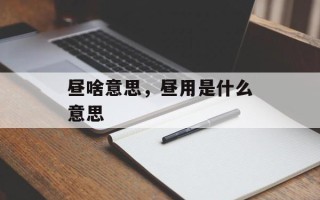 昼啥意思，昼用是什么意思