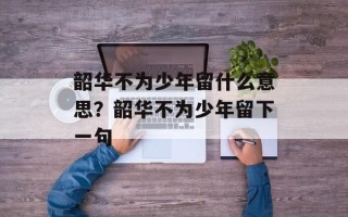 韶华不为少年留什么意思？韶华不为少年留下一句