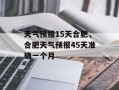天气预报15天合肥，合肥天气预报45天准确一个月